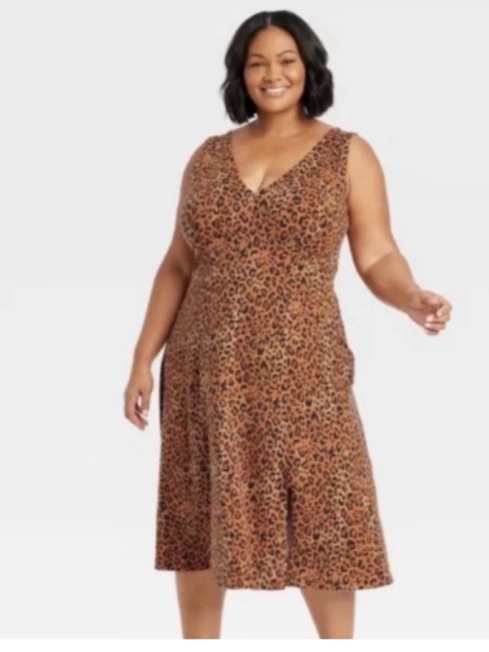 Ava & Viv A Line Miri Shift Leopard Print Sleeveless Dress Plus Size 2X | NWT